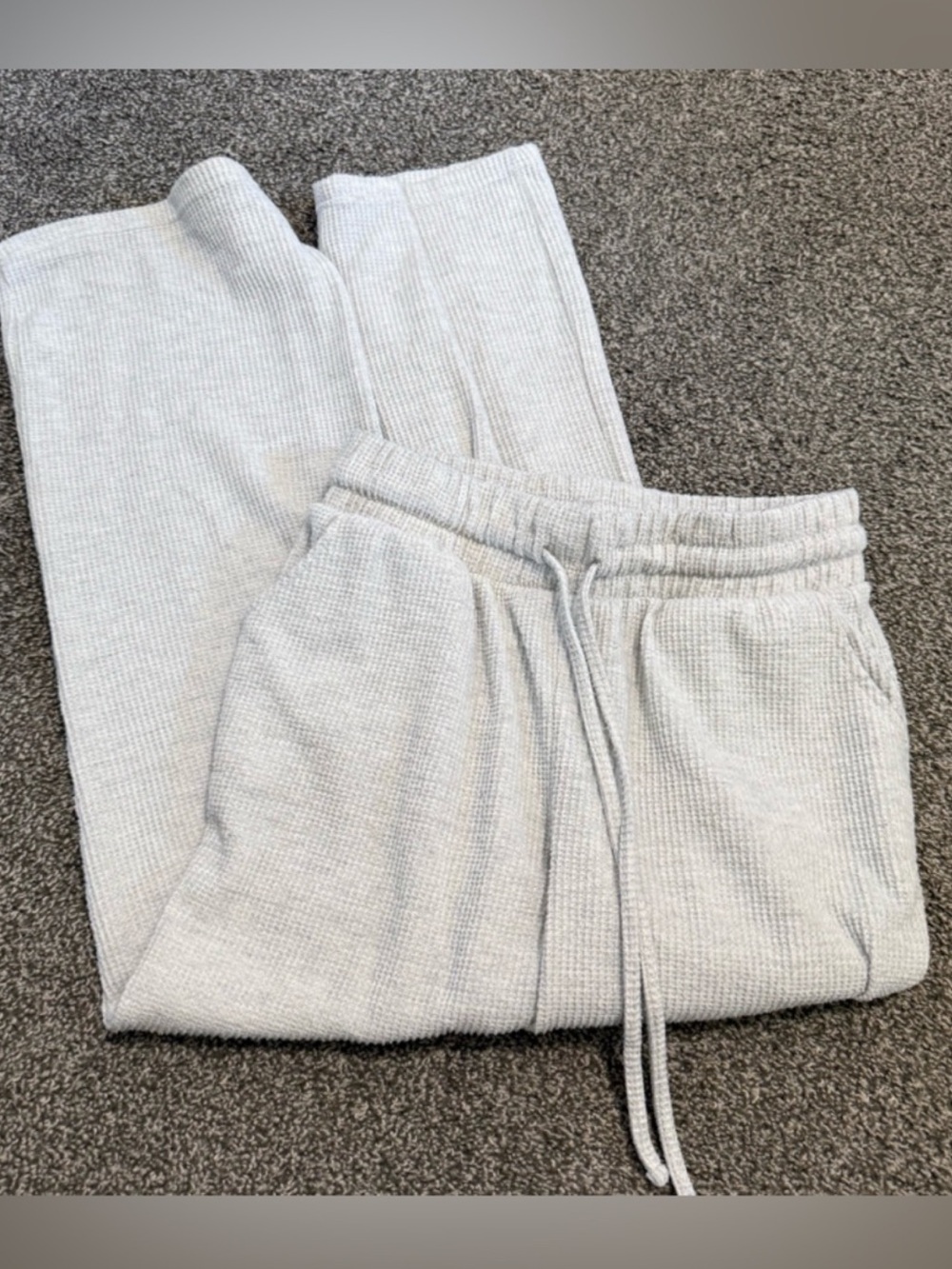 Women's Gray Waffle Knit Wide Leg Lounge Sweatpants Medium